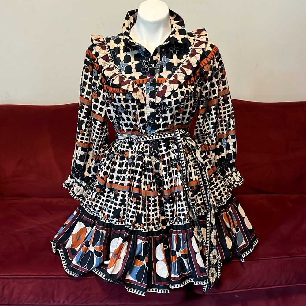 Cleobella NWOT Lotte Mini Dress Geometric Deco Print Organic Cotton Medium